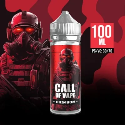 E-liquide Call of Vape Crimson 100ml avec illustration de soldat futuriste sur fond rouge