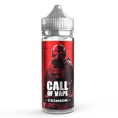 Bouteille e-liquide Call of Vape Crimson avec image de soldat rouge sur l'étiquette