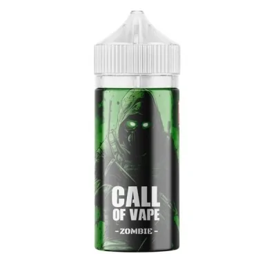 Flacon e-liquide Call Of Vape Zombie 100ml, design vert avec silhouette menaçante