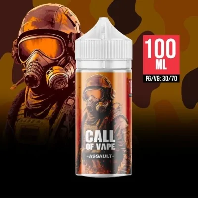 E-liquide Call of Vape Assault 100ml, image militaire avec casque, fond camouflage