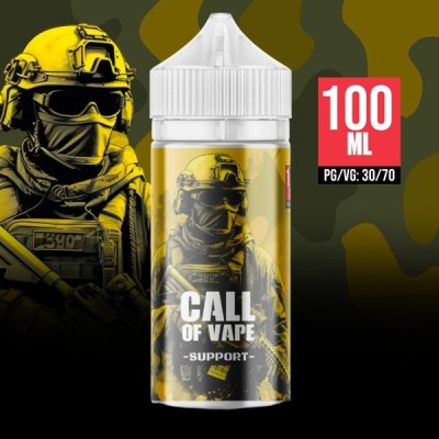 E-liquide Call of Vape Support 100ml, flacon et image militaire, style jeu vidéo E-liquide Call of Vape Support 100ml, flacon et image militaire, style jeu vidéo