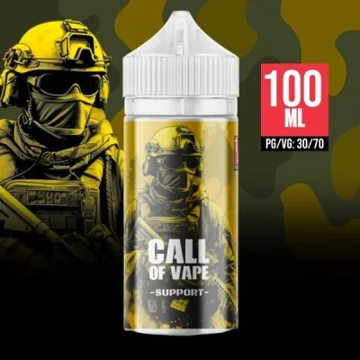 E-liquide Call of Vape Support 100ml, flacon et image militaire, style jeu vidéo