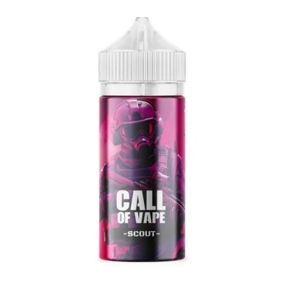 Scout e-liquide Call Of Vape - Flacon rose avec image de soldat futuriste pour vapotage