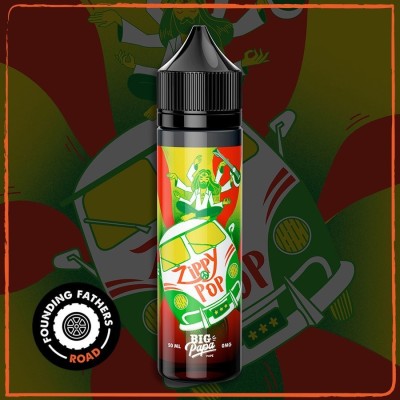Bouteille d'e-liquide Zippy Pop Big Papa aux fruits rouges, citron et cactus sur fond coloré Bouteille d'e-liquide Zippy Pop Big Papa aux fruits rouges, citron et cactus sur fond coloré