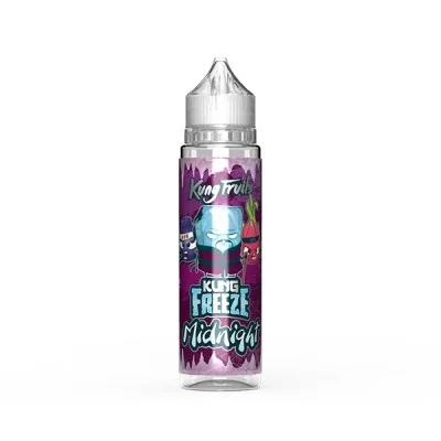 Bouteille e-liquide Kung Freeze Midnight 50ml, étiquette violette, logo Cloud Vapor