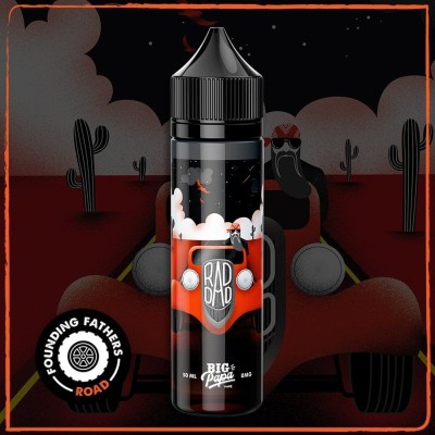 E-liquide Rad Dad Big Papa avec décor désertique et cactus, flacon noir et rouge E-liquide Rad Dad Big Papa avec décor désertique et cactus, flacon noir et rouge