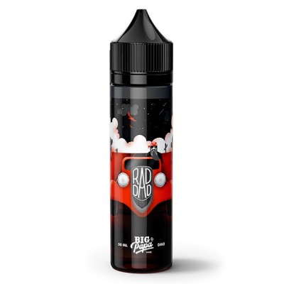 Flacon d'e-liquide Rad Dad Big Papa, noir et rouge, avec logo et design graphique Flacon d'e-liquide Rad Dad Big Papa, noir et rouge, avec logo et design graphique