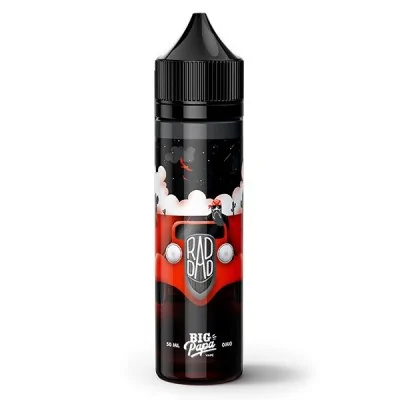 Flacon d'e-liquide Rad Dad Big Papa, noir et rouge, avec logo et design graphique