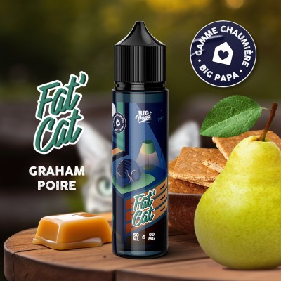 E-liquide Fat Cat Graham Poire avec ingrédients : poire, caramel, biscuit graham E-liquide Fat Cat Graham Poire avec ingrédients : poire, caramel, biscuit graham