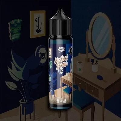 Flacon e-liquide Motha' Brew La Chaumière, design nocturne avec intérieur maison, 50ml