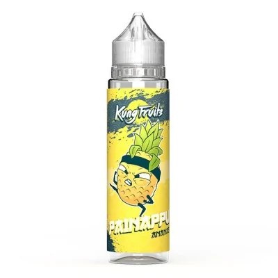 Flacon e-liquide Painappu 50ml Kung Fruits avec illustration ananas cartoon sur fond jaune