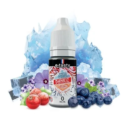 E-liquide Pankiz Fruité avec saveurs de fruits rouges et bleus, entouré de glace et fleurs