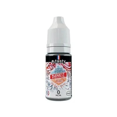 E-liquide e-tasty Pankiz Extra Frais 10ml, flacon blanc et noir avec motifs rouges