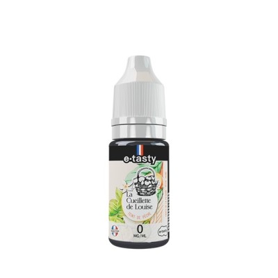 E-liquide Teint de Pêche La Cueillette de Louise e.Tasty 10ml, flacon avec étiquette illustrée E-liquide Teint de Pêche La Cueillette de Louise e.Tasty 10ml, flacon avec étiquette illustrée