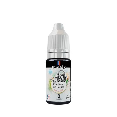 E-liquide Teint de Pêche La Cueillette de Louise 10ml e.Tasty, flacon noir avec étiquette E-liquide Teint de Pêche La Cueillette de Louise 10ml e.Tasty, flacon noir avec étiquette