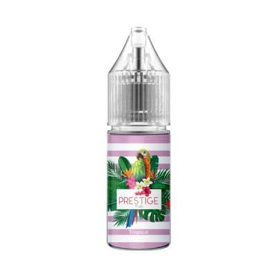 Flacon d'e-liquide Prestige Fruits Tropical Salt 10ml avec parrot et feuilles tropicales Flacon d'e-liquide Prestige Fruits Tropical Salt 10ml avec parrot et feuilles tropicales